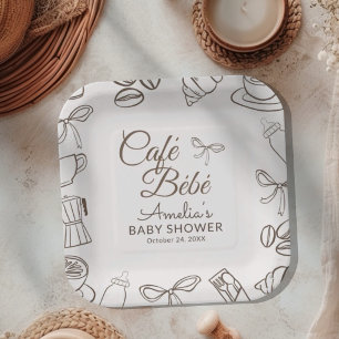 Cafe Bebe Whimsical Bow Baby Shower  Paper Plates