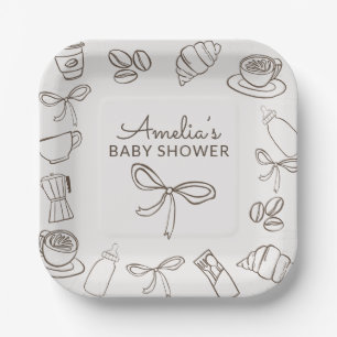 Cafe Bebe Whimsical Bow Baby Shower  Paper Plates