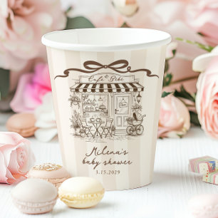 Cafe Bebe Whimsical Bow handdrawn Baby Shower Paper Cups