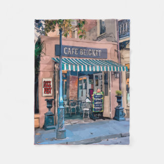 Cafe Beignet Coffee Shop French Quarter Fleece Blanket