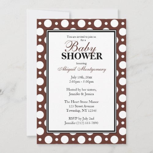 Cafe Brown Assorted Polka Dots Baby Shower Invitation