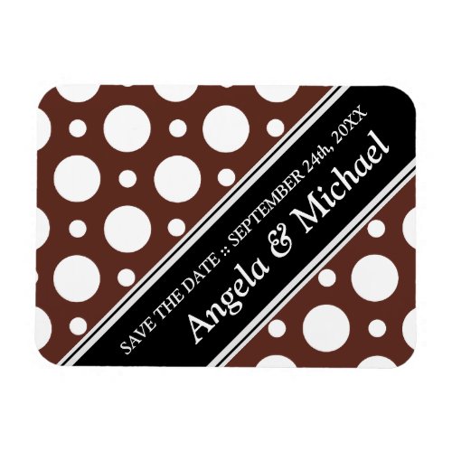 Cafe Brown Assorted Polka Dots Save the Date Magnet