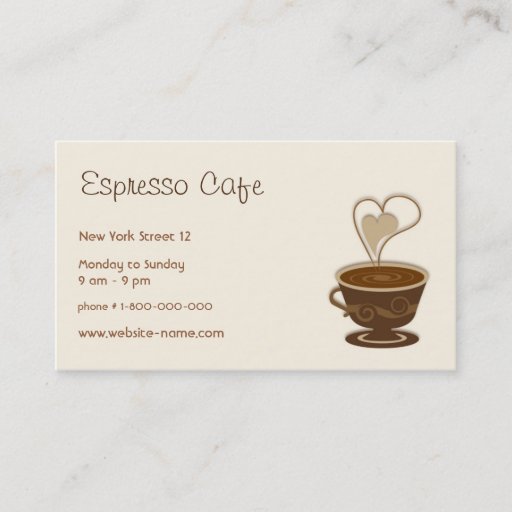 Customizable Cafe Business Card