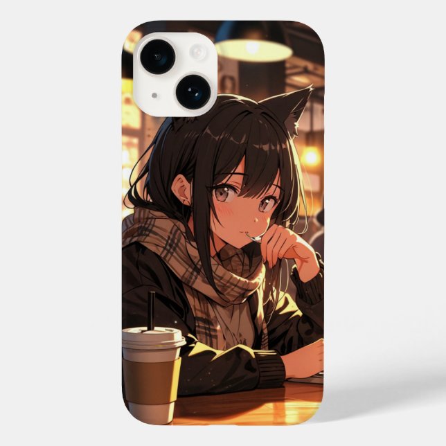 Cafe Cat Girl Case-Mate iPhone Case (Back)