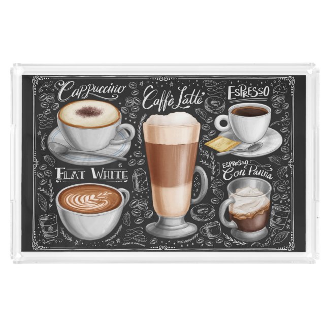 Café Coffee Collage Acrylic Tray (Front)
