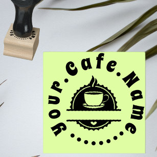 Cafe  coffee cup logo image rubber stamp