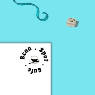 Cafe Coffee Cup & Spoon Logo Rubber Stamp