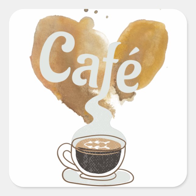 Café - Coffee Lover Square Sticker (Front)