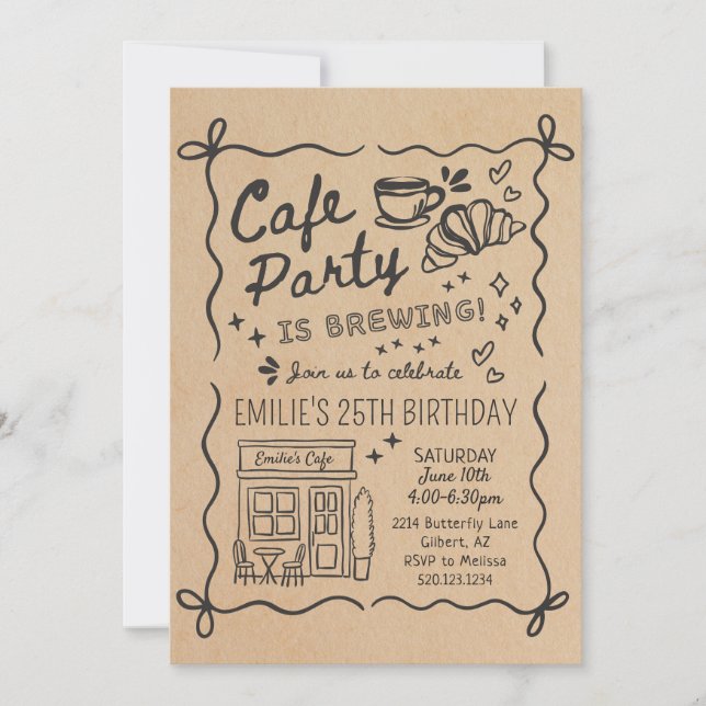 Cafe Coffee Party Birthday Invitation (Front)