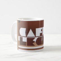 CAFE CON LECHE Coffee Milk Tan Rim Coffee Mug