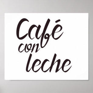 Café con Leche Spanish Coffee Word Art Poster