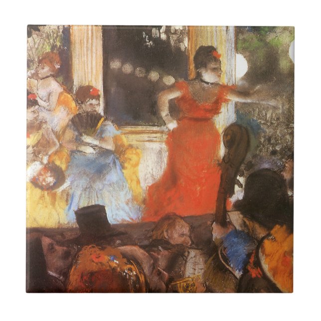 Cafe Concert at Les Ambassadeurs by Edgar Degas Ceramic Tile (Front)