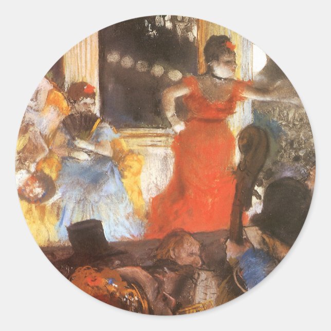 Cafe Concert at Les Ambassadeurs by Edgar Degas Classic Round Sticker (Front)