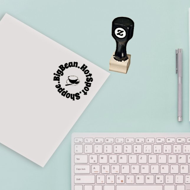 Cafe Cup & Spoon Large Text  Rubber Stamp (Creator Uploaded)