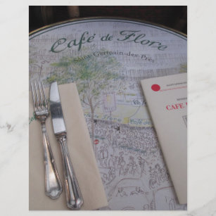 Cafe de Flore, Paris, France - Place Setting, Menu