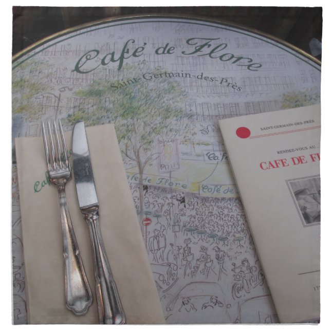 Cafe de Flore, Paris, France - Place Setting, Menu Napkin (Front)