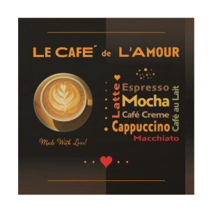 Cafe De L'Amour Wood Wall Art