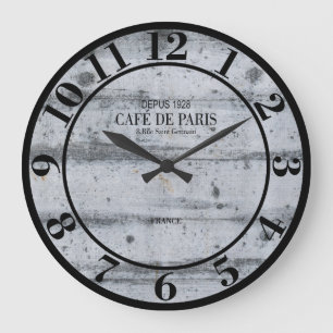 Cafe De Paris France Simulated Wood Plank Large Clock