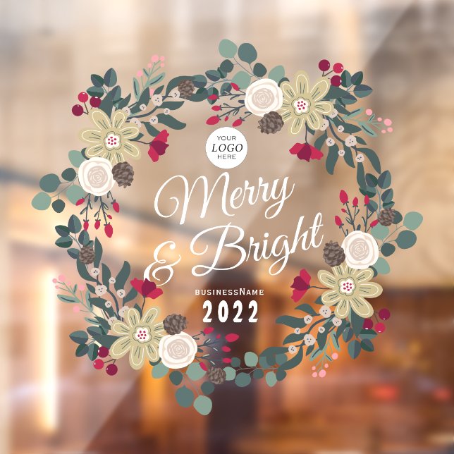 Cafe decals, Merry and bright  Window Cling (Sheet 2)