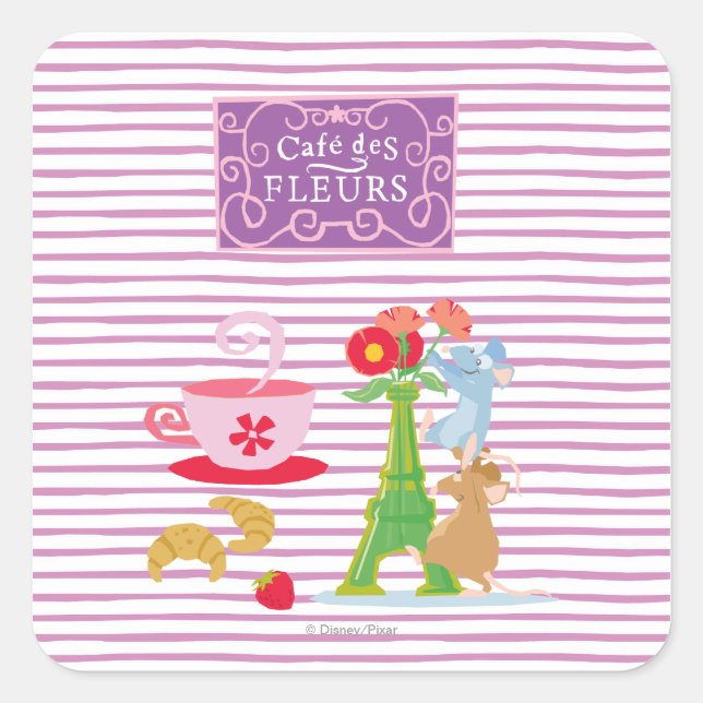 Cafe des fleurs square sticker (Front)
