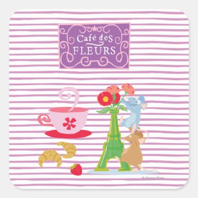 Cafe des fleurs square sticker