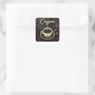 Café Elegance: Company Coffee Hot Sign Square Sticker