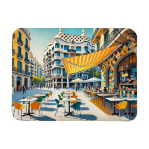 Cafe in Barcelona Spain Magnet