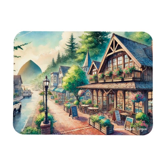 Cafe in Cannon Beach Oregon Main street Magnet (Horizontal)