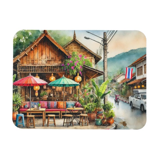 Cafe in Chiang Mai Magnet (Horizontal)