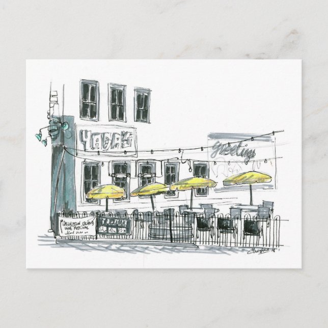 Cafe in Galveston,TX Postcard (Front)