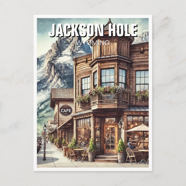 Cafe in Jackson Hole Wyoming Travel Postcard (Front)