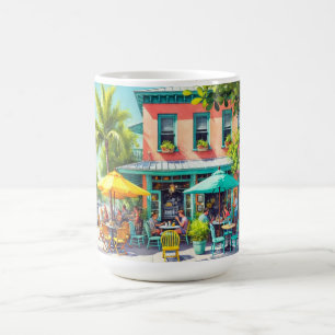 Cafe in Key West Watercolor Painting Coffee Mug