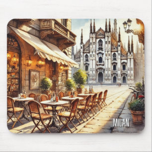 Cafe in Milan Watercolor Painting Mug Mouse Pad