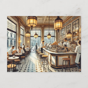 Cafe in Milan Watercolor Painting Mug Postcard