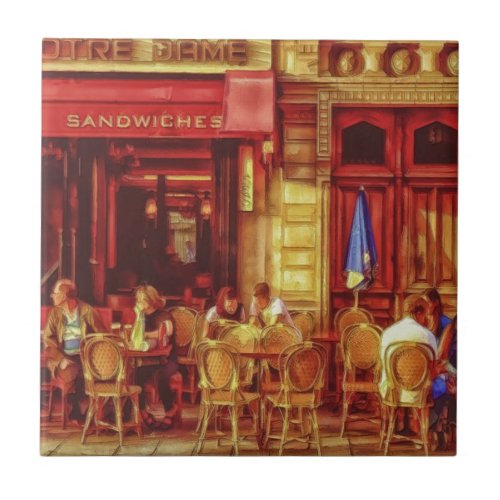 Cafe in Paris France by Shawna Mac Ceramic Tile