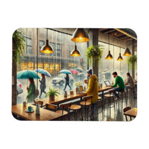 Cafe in Rainy Seattle Magnet