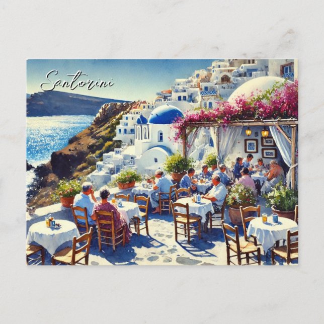 Cafe in Santorini Postcard (Front)
