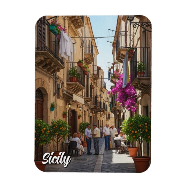 Cafe in Sicily Italy Magnet (Vertical)