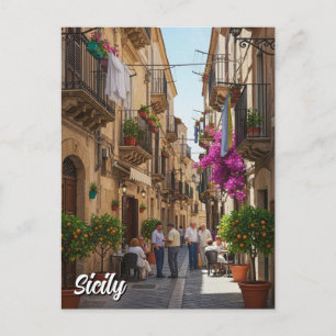 Cafe in Sicily Italy Postcard