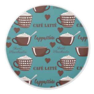 Cafe Latte Cappuccino Brown Coffee Cups Cream Ceramic Knob