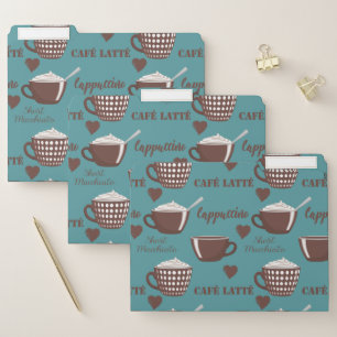 Cafe Latte Cappuccino Brown Coffee Cups Cream File Folder