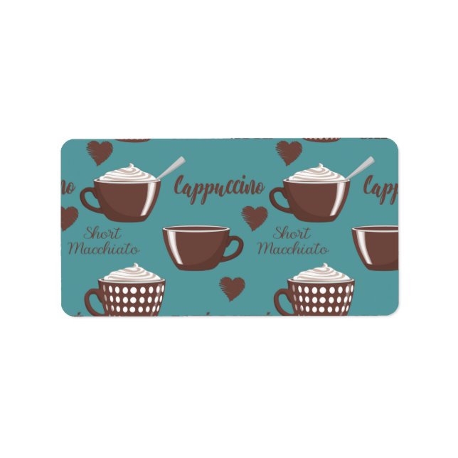 Cafe Latte Cappuccino Brown Coffee Cups Cream Label (Front)