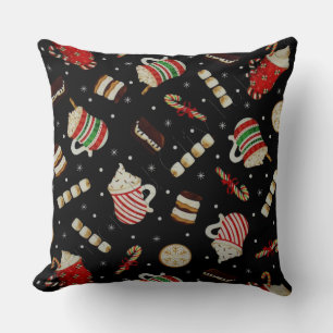 Cafe Latte Christmas Coffee Throw Pillow