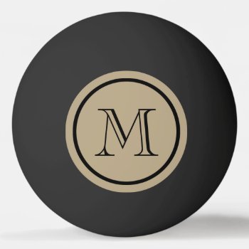 Cafe Latte Solid Color Black Custom Monogram Ping-pong Ball by SimplyBoutiques at Zazzle