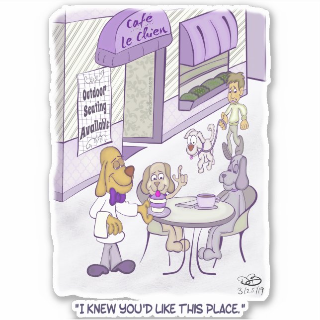 Cafe Le Chien Custom-Cut Stickers (Front)
