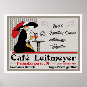 Café Leitmeyer, German retro style coffee shop ad Poster