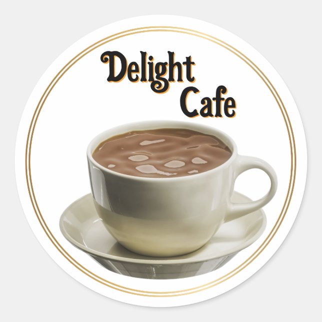 Cafe logo  classic round sticker (Front)