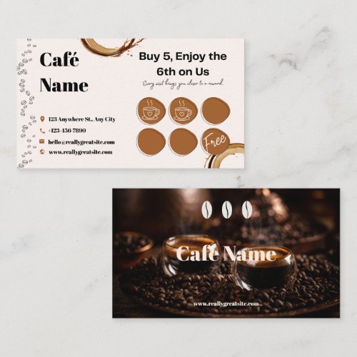 Café Loyalty Punch Card Brown Beige