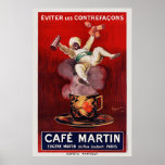 Cafe Martin French Art Deco Vintage Poster 1921<br><div class="desc">Vintage art deco advertising poster from France. Published in 1921. Please note that our posters are high quality reproductions based on professional, very high resolution scans off the originals. Our manual retouching process does not involve the use of filters that remove any original details or texture that you will see...</div>