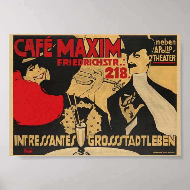 Cafe Maxim, Germany, Vintage Poster (Front)